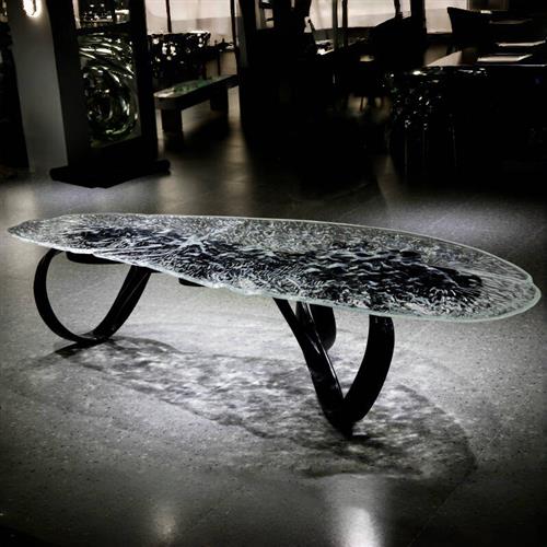 简易铂晶高透明狮水晶茶桌客厅家用树脂桌子水波纹茶桌立体中式风