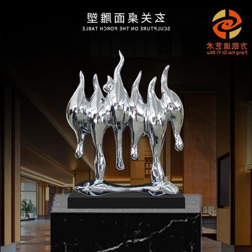 现代欧式抽象树脂电镀酒店玄关别墅样板房摆件大理石底座软装饰品