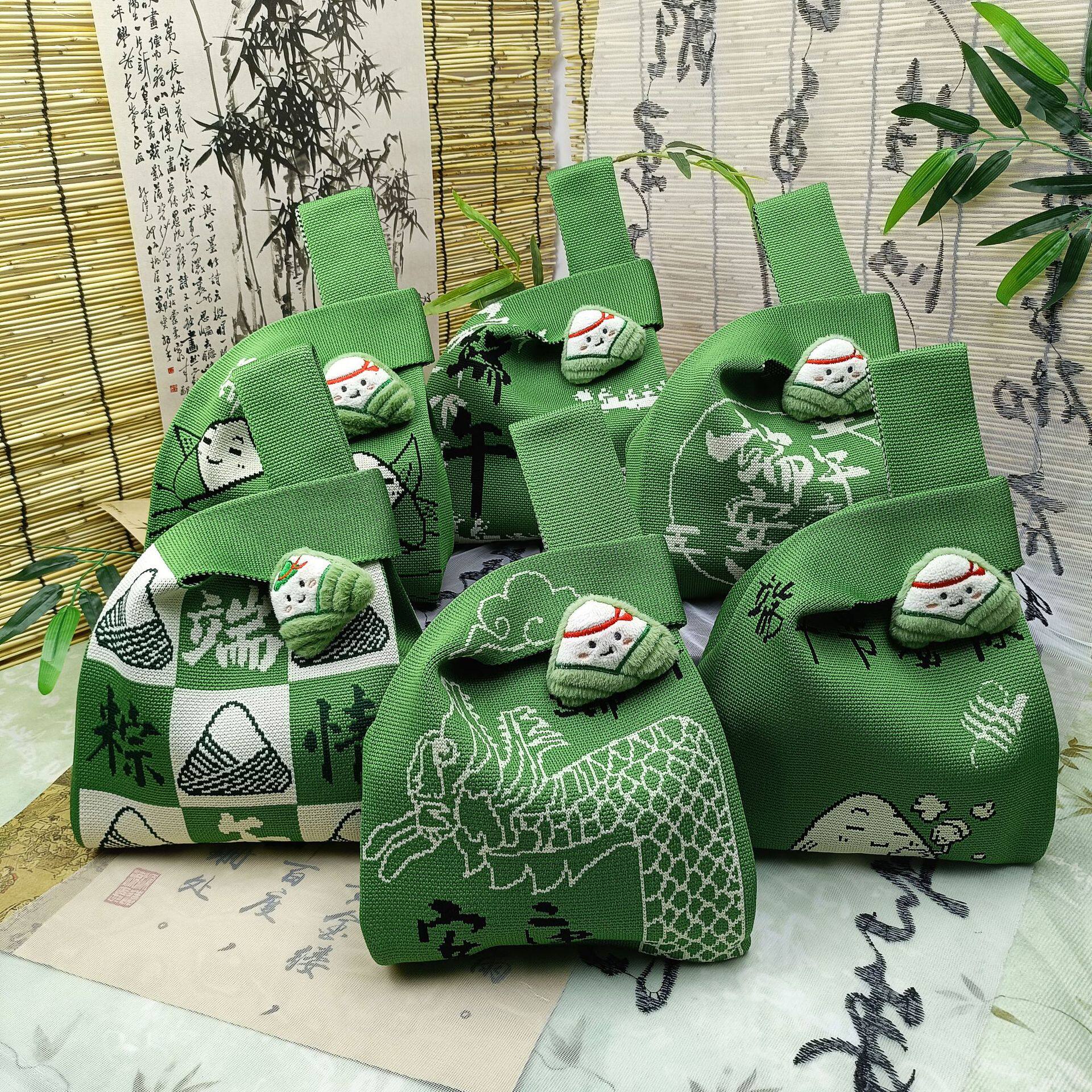端午节针织礼品袋粽子鸭蛋伴手礼手提包装袋外出收纳节日送礼袋子