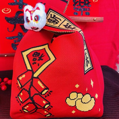 春节针织手提袋结婚生日伴手礼袋