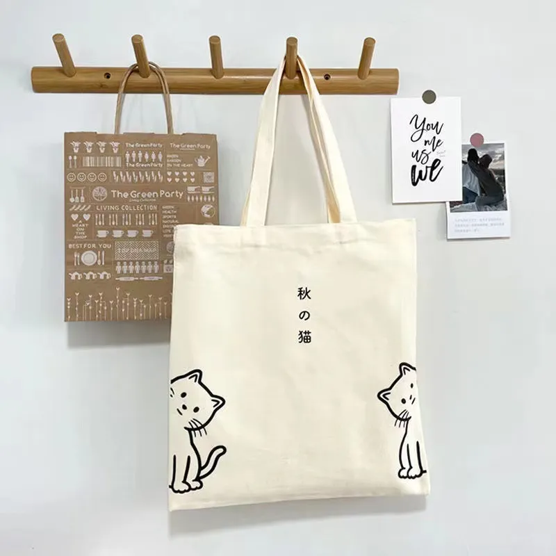 帆布包女2023款百搭卡通单肩包手提袋夏季大容量布袋子ins潮