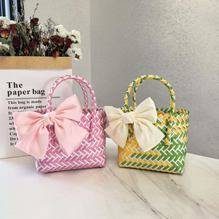 彩色编织手提篮婚礼伴手礼小菜篮子节日婚庆礼品套装浴室洗漱篮