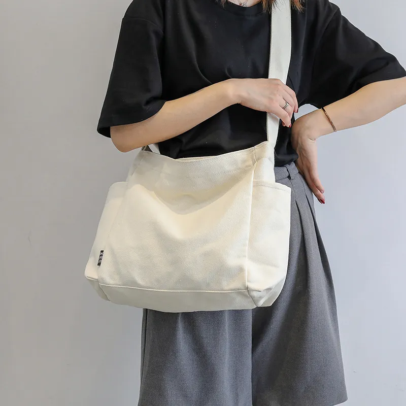 包包女帆布单肩包初中生韩版百搭斜挎包女休闲简约外出帆布包