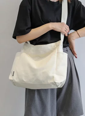 包包女帆布单肩包初中生韩版百搭斜挎包女休闲简约外出帆布包