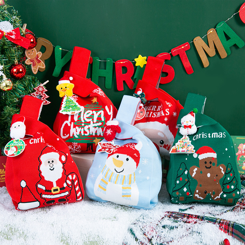 圣诞节日平安夜礼物袋针织手提包