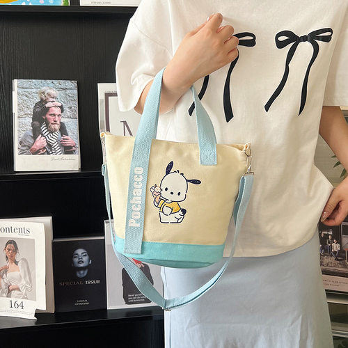 斜挎帆布手提包大容量水桶通勤