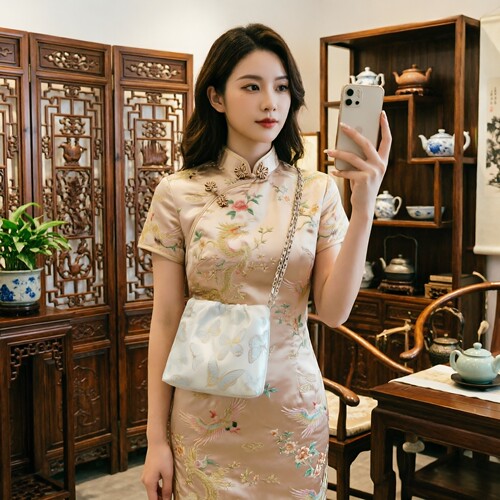 配旗袍的新中式轻国风包包女斜挎