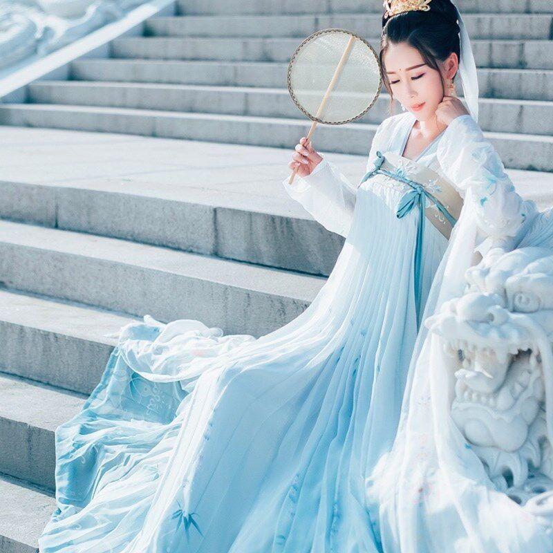 速发新淡汉服释妙仙仙鹤装绣齐胸襦裙汉元素古刺改良日常清新款雅