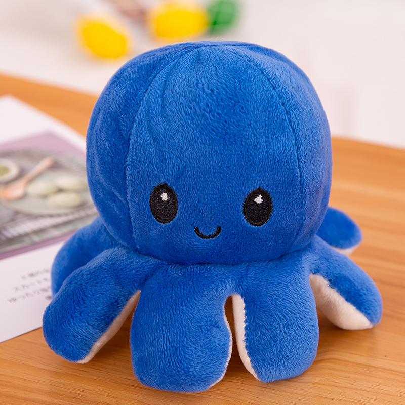 速发面爱翻转小开鱼毛绒玩具玩偶娃娃翻可章鱼双面变脸生气章心章