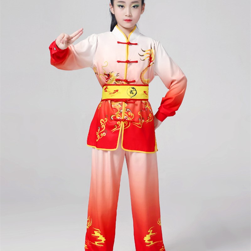 速发儿童武术服练功服表演服装青少年训练服长拳演出服比赛刺绣龙