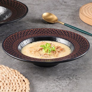 速发密胺草盘盘盘瓷酒店餐厅菜帽沙拉西餐餐仿意面盘塑料深盘汤盘