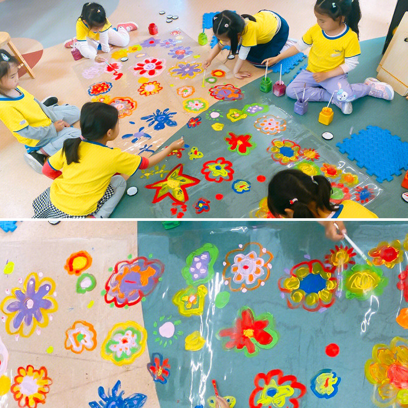 现货速发儿童画画透明玻璃纸幼儿园画布绘画透明膜涂鸦软膜玻璃膜