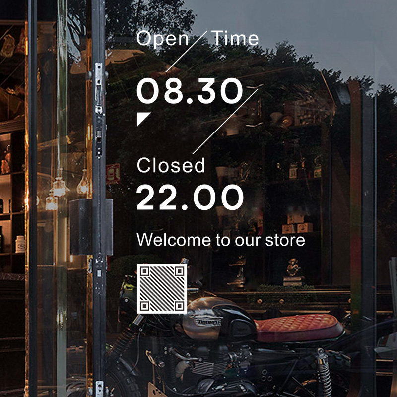 速发营业时间玻贴璃门纸静电服装店院店铺装饰二维码贴纸