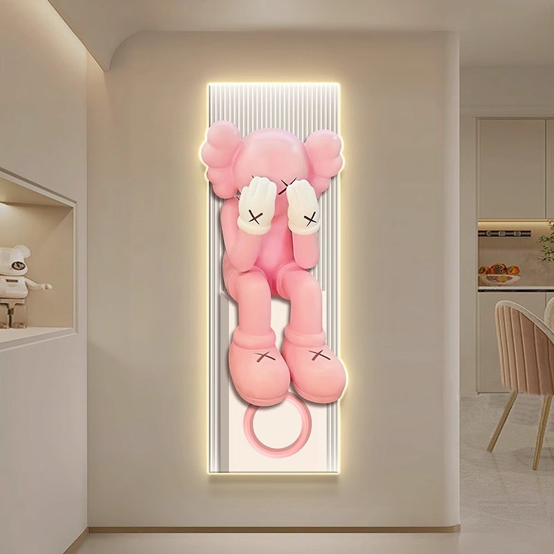 速发走廊玄关装饰画发光熊客厅挂画男孩孩儿童房卧室壁灯画图片