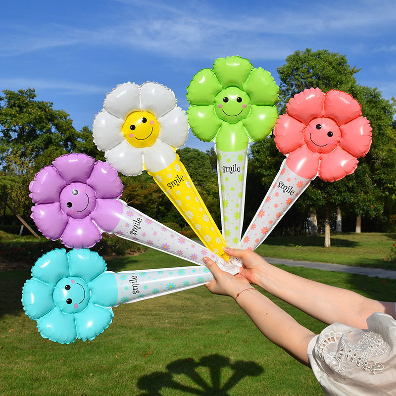 速发菊花笑脸雏太手持棒气球春游户外野餐拍照道具儿童生日装饰布