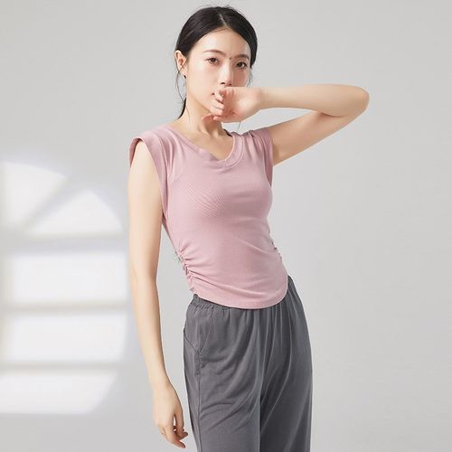 速发练功夏服季舞无穿上衣古典舞形体练功服日常可袖V领舞蹈服