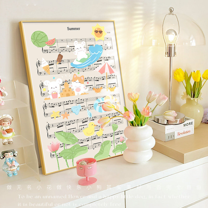 速发琴谱玄台画入户摆关柜摆放小装饰画式众艺术卧室床头桌面摆画