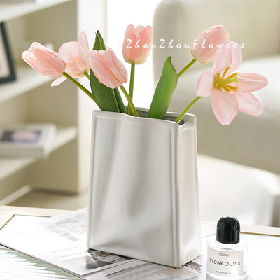 速发周周家宿级感奶饰复古陶瓷花瓶客厅餐桌插花民高小众装油摆件