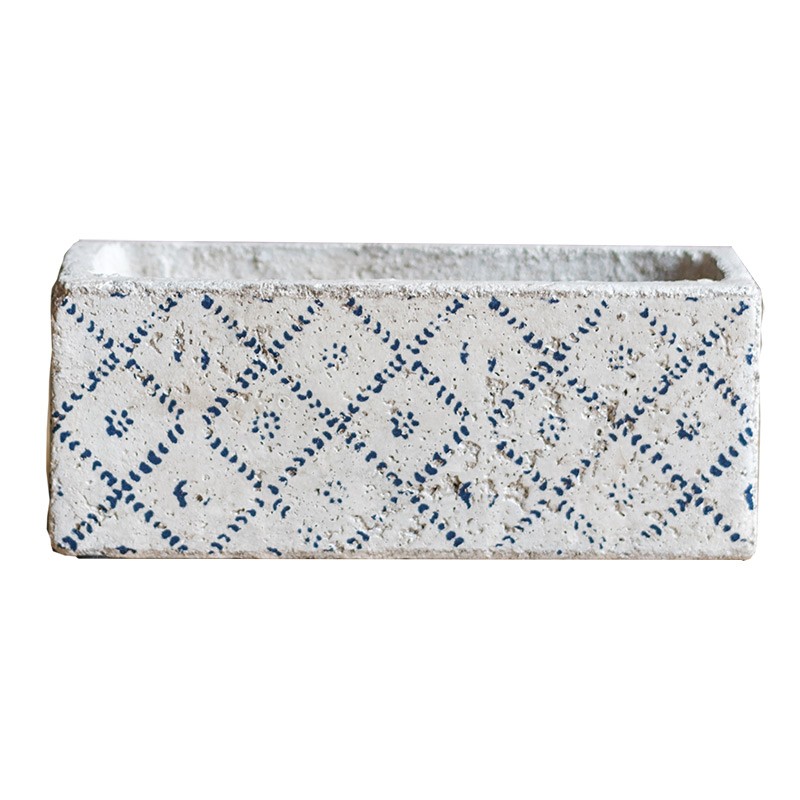 速发方体花器旧泥印花花盆做自怀水仿古旧由组合花园装饰