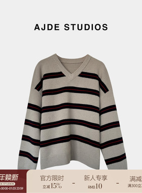 AJDE｜V领条纹毛衣01