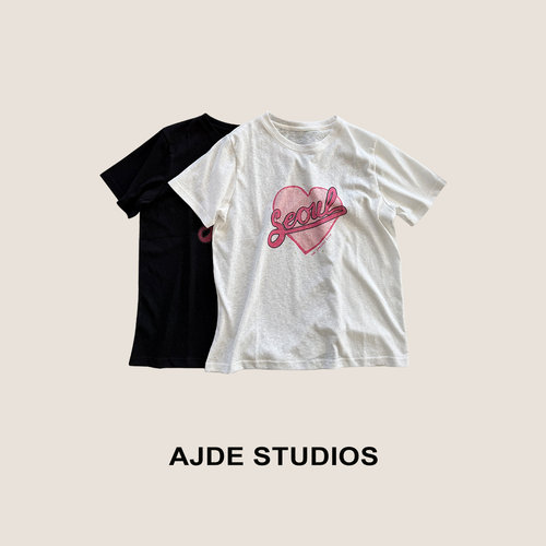 AJDE｜Seoul首尔爱心T时尚百搭字母印花韩系圆领短袖01