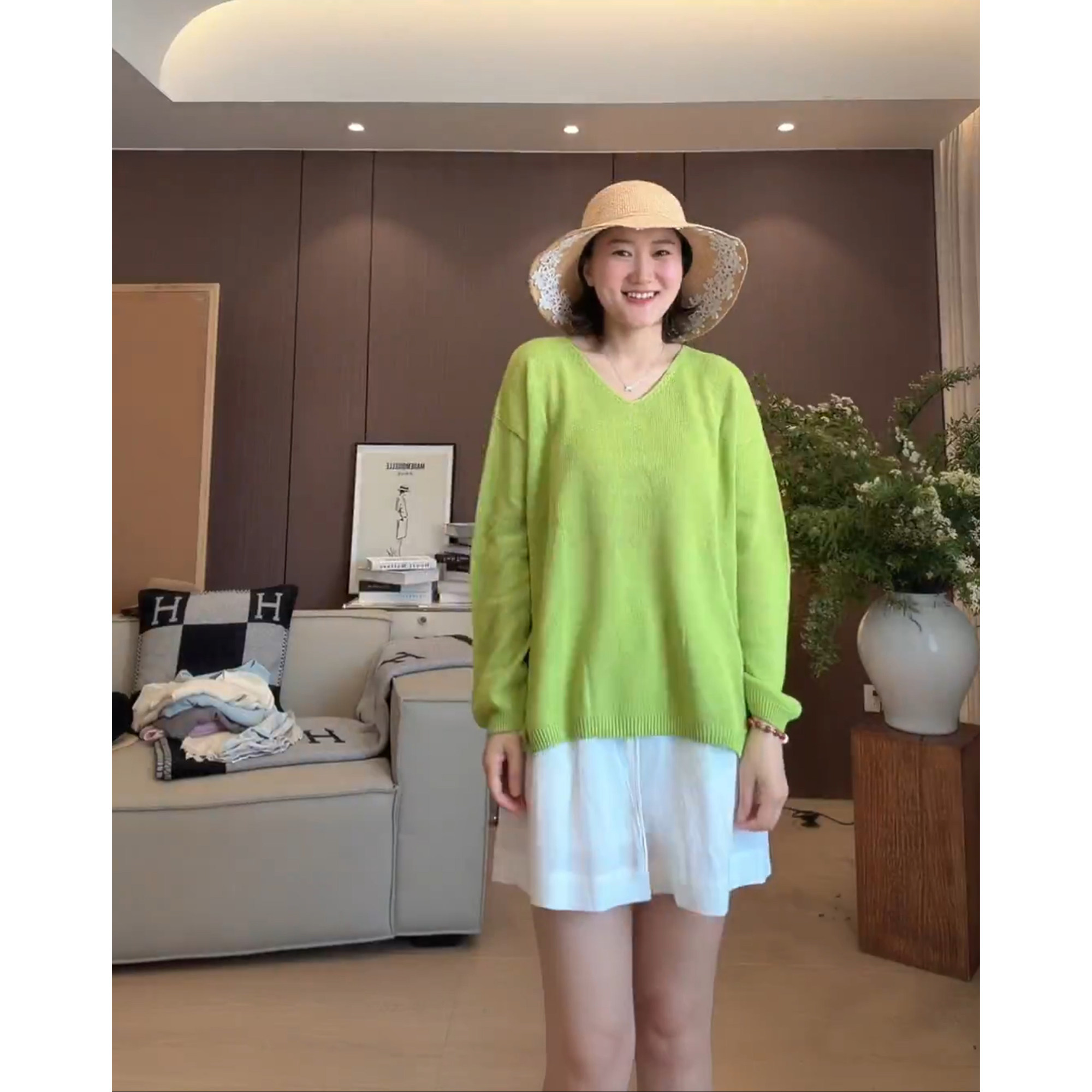 爱自然AJDE 随性慵懒风进口V领长袖和纸衫女夏季透气防晒凉感上衣