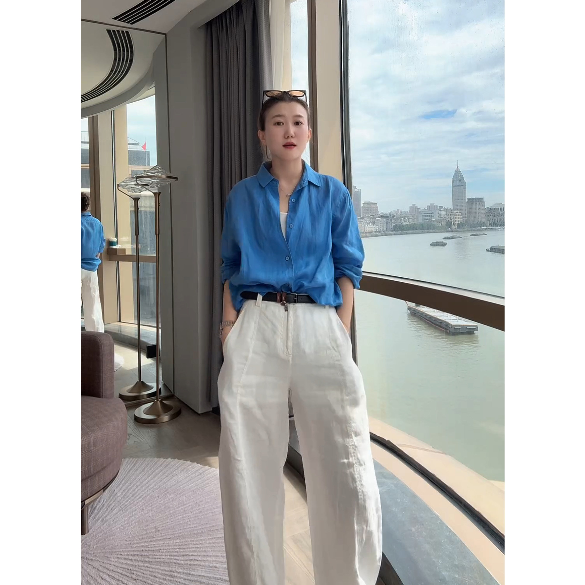 AJDE|老钱高支亚麻休闲西装裤慵懒松弛百搭棉麻裤子女高端亚麻