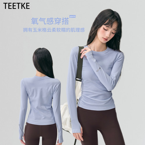 TEETKE显瘦修身圆领运动上衣