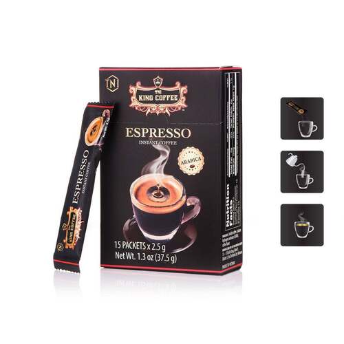 越南代购TNI黑咖啡KING COFFEE15条/2.5g无糖纯咖啡