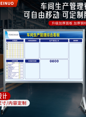定制磁吸工厂车间生产管理白板厚铝型材铝合金看板展板移动支架宣传栏可视化进度公司公告栏磁性仓库管理看板