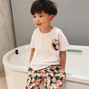 男童短袖 高端亲子装 潮洋气母子韩版 连衣裙2023春夏新款 套装
