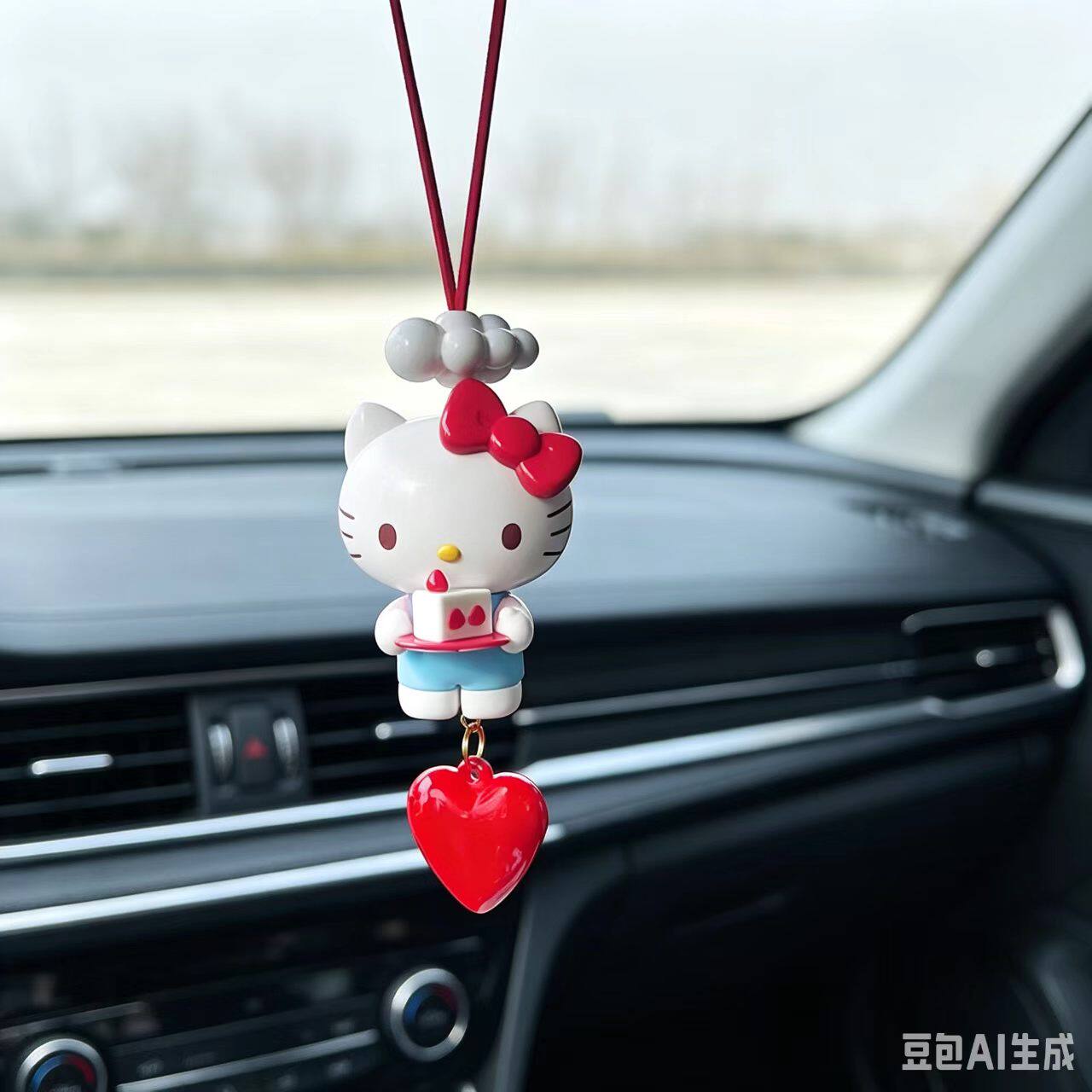 正版HelloKitty汽车挂件卡通可爱后视镜装饰挂饰潮玩车饰新车礼物