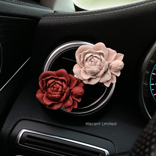 2025新款出风口特斯拉奔驰车载香薰茉莉复古玫瑰花扩香石高级感女