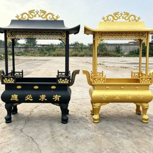 立柱香炉铸铁户外大型室外插香炉寺庙祠堂定制长方形寺院龙柱香炉