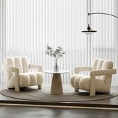 奶油单人休息区设计师洽谈沙发轻奢桌椅简易接待美容院商用组合