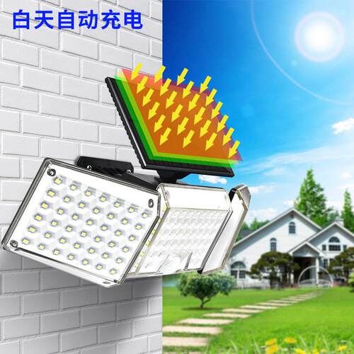 户壁灯太阳外能投光灯三头旋转庭院灯家用续长航防水灯墙e壁SZ-20