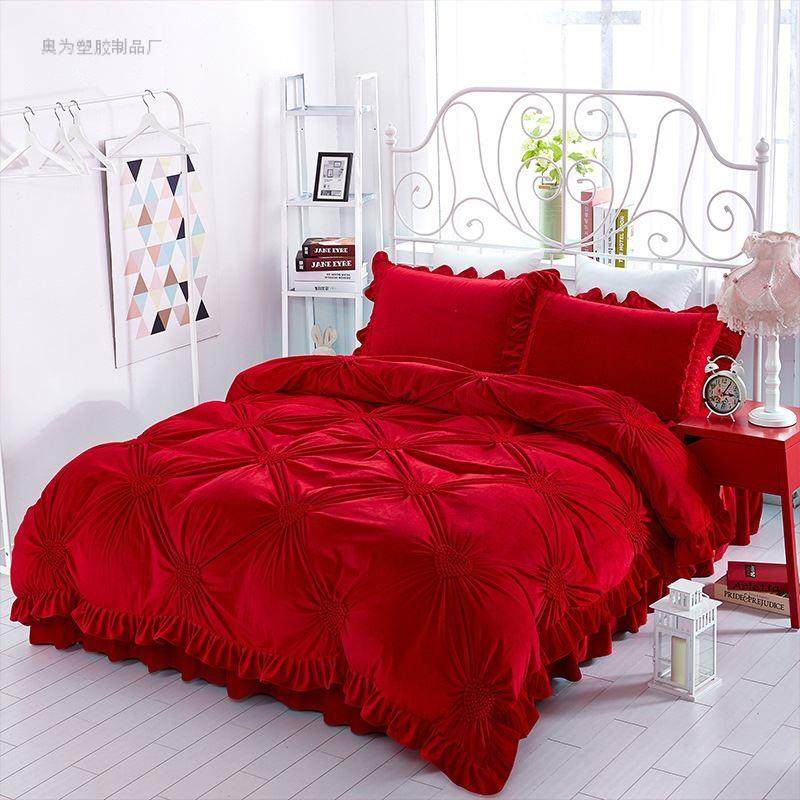 结婚被子喜被四件套婚房婚庆冬季珊瑚绒陪嫁床上用品韩式风潮,床上用品,床品套件/四件套/多件套,淘宝优惠券,粉丝福利购,淘宝优惠卷