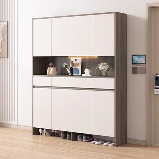 实木鞋柜家用门口一体加高到顶靠墙玄关柜客厅入户门2025新款定制