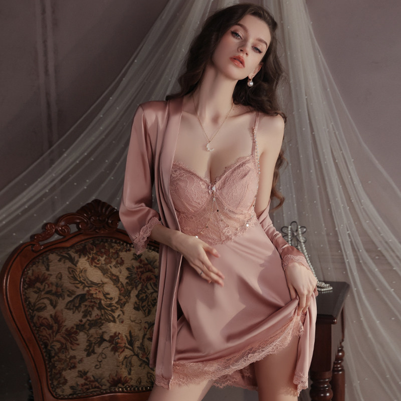 闻柔性感睡衣女款2025新款春夏季冰丝薄款纯欲高级感吊带睡裙套装