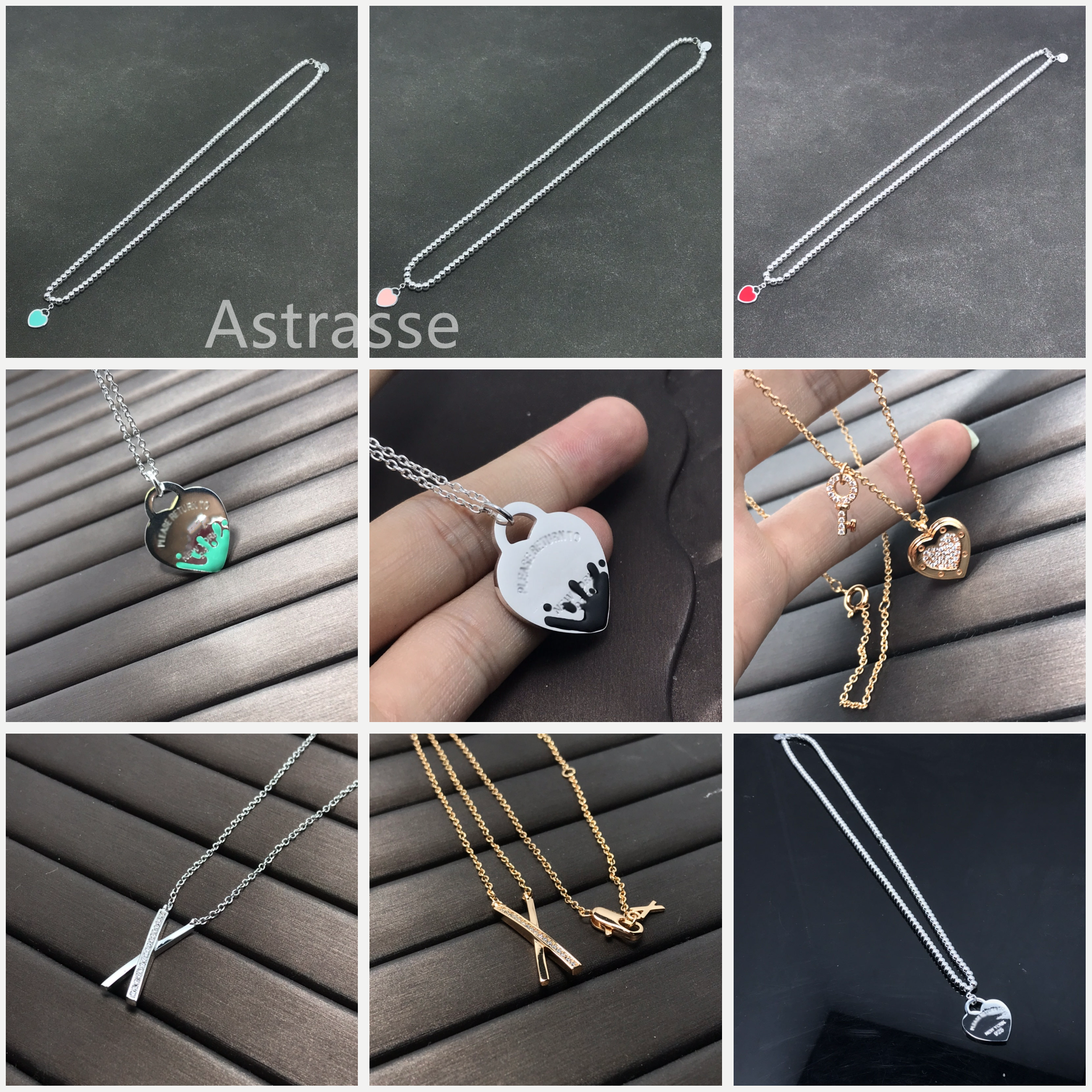 Astrasse红色爱心圆珠链锁骨链