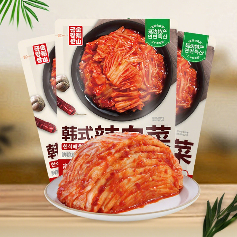 金刚山韩式辣白菜正宗韩国风味泡菜延边特产朝鲜族风味切件辣白菜 - 实物图