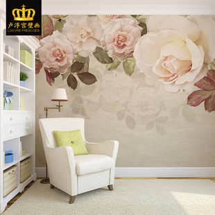 美式 田园玫瑰花卉壁纸客厅卧室电视背景墙纸北欧整屋壁画简约墙布