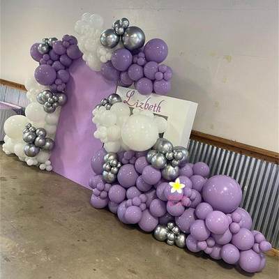 复古紫色气球链女宝生日装饰场景布置店铺开业白天告白幼儿园毕业