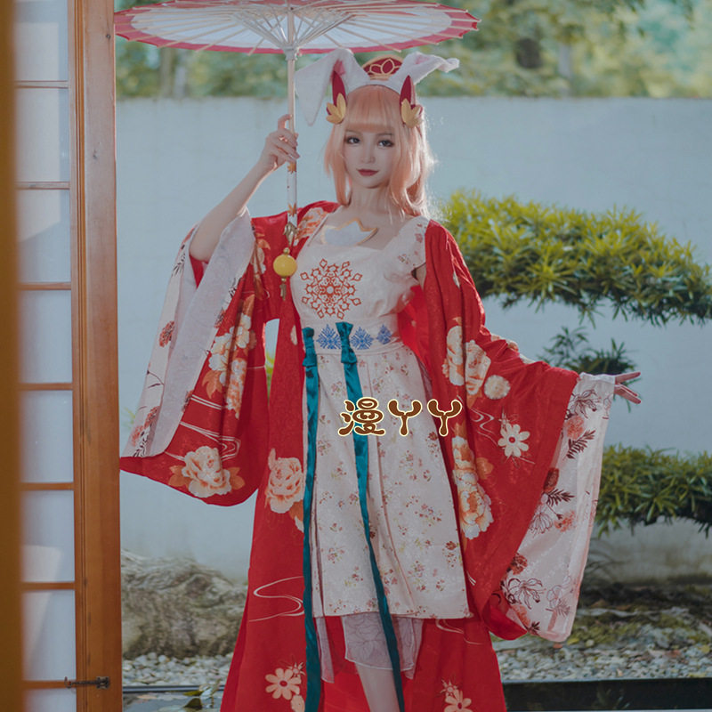 现货速发王者荣耀cos服公孙离惊鸿舞cosplay服装阿离假发伞女套装图片