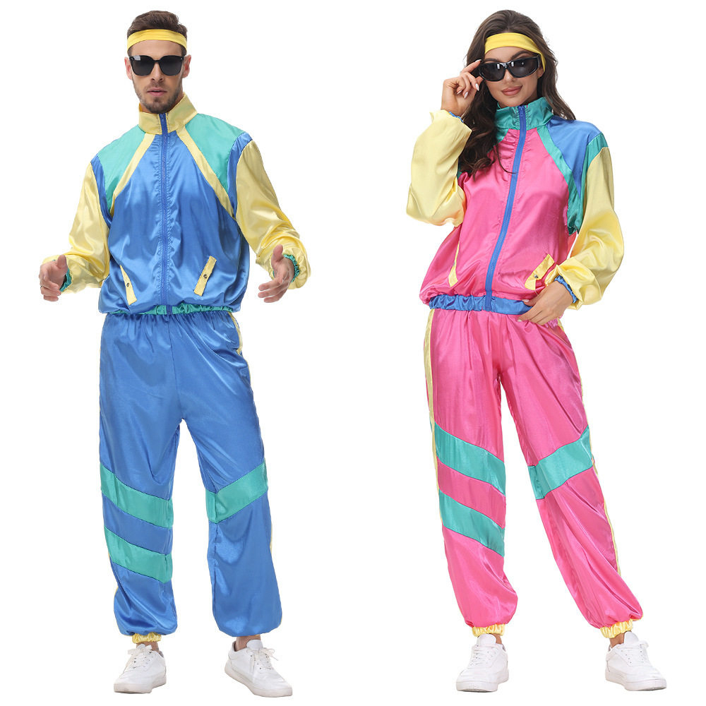 欧美7080狂欢节迪斯科复古运动热舞舞台表演服棒球服万圣节服装
