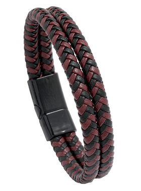 跨境欧美时尚首饰简约复古编织皮革手链潮流饰品个性磁铁扣手镯