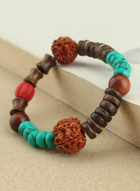 复古新中式金刚菩提手链节节高升竹节佛珠手串森系民族风饰品单圈