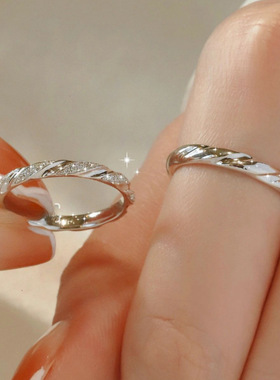 S925纯银藤蔓情侣戒指一对小众设计感新款爆款开口对戒情人节礼物