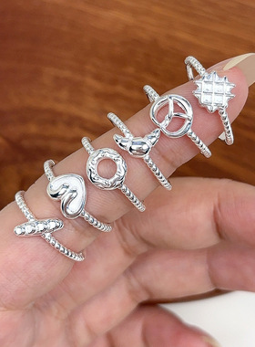 s925纯银面包脑袋系列戒指女ins夏甜美可爱简约百搭实心质感指环