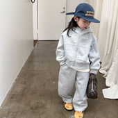 新款 套装 童装 女童休闲连帽开衫 2025秋季 2件套 韩版 卫裤